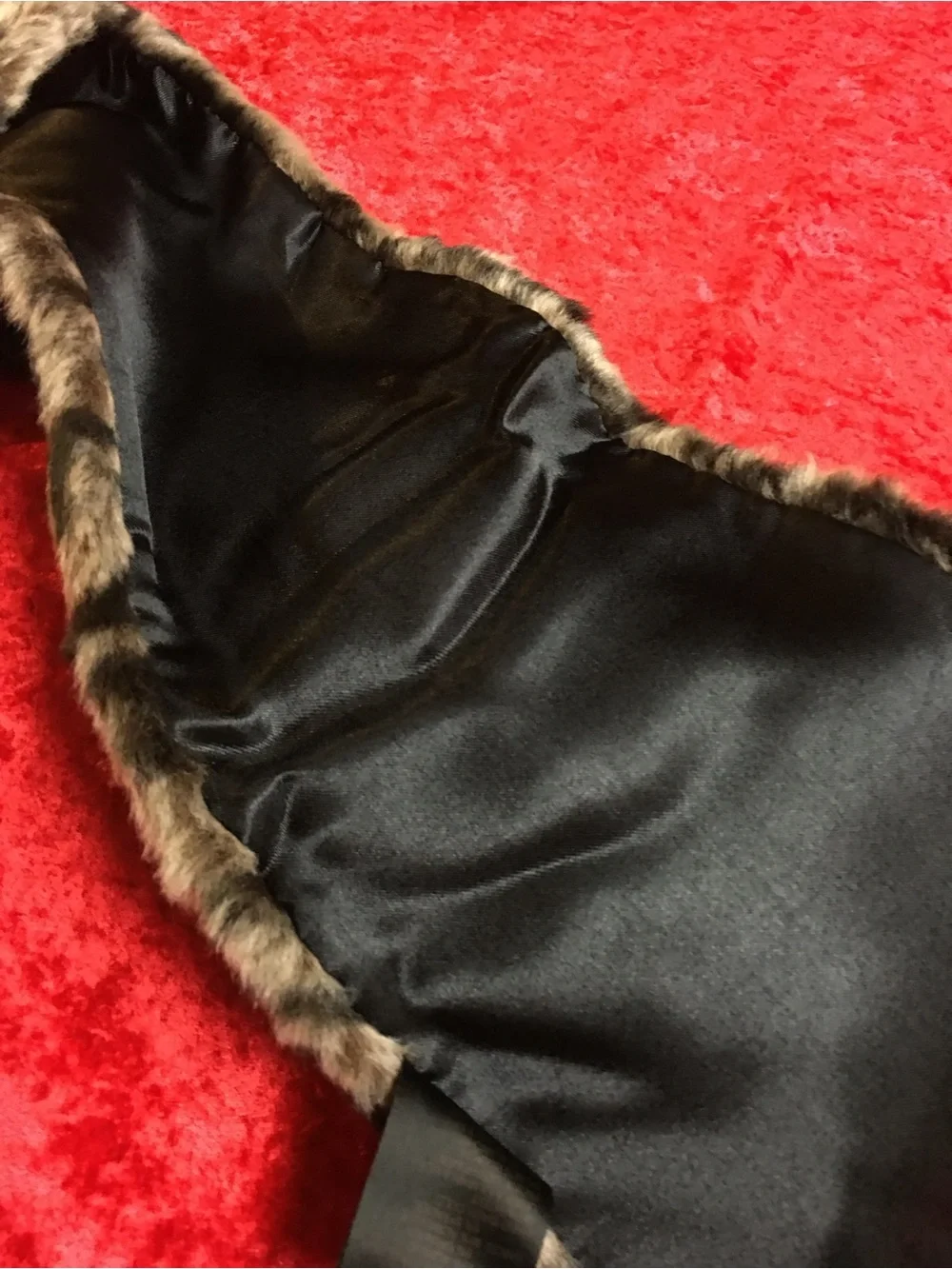Vintage Leopard Print Faux Fur Scarf and glove set - Black & Brown